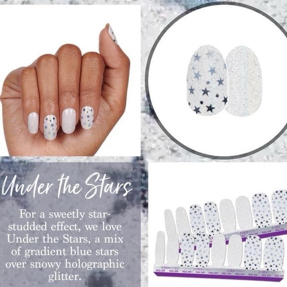 Color Street UNDER THE STARS Blue & White Gradient Glitter Nail Strips - Picture 1 of 5